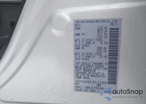 2015 Nissan Rogue Sv from USA, damaged, VIN 5N1AT2MV0FC911168